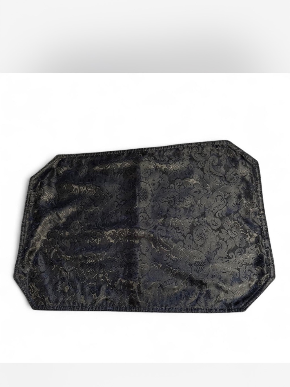 Black Jacquard Damask Placemat - Elegant Table Linen Set of 7